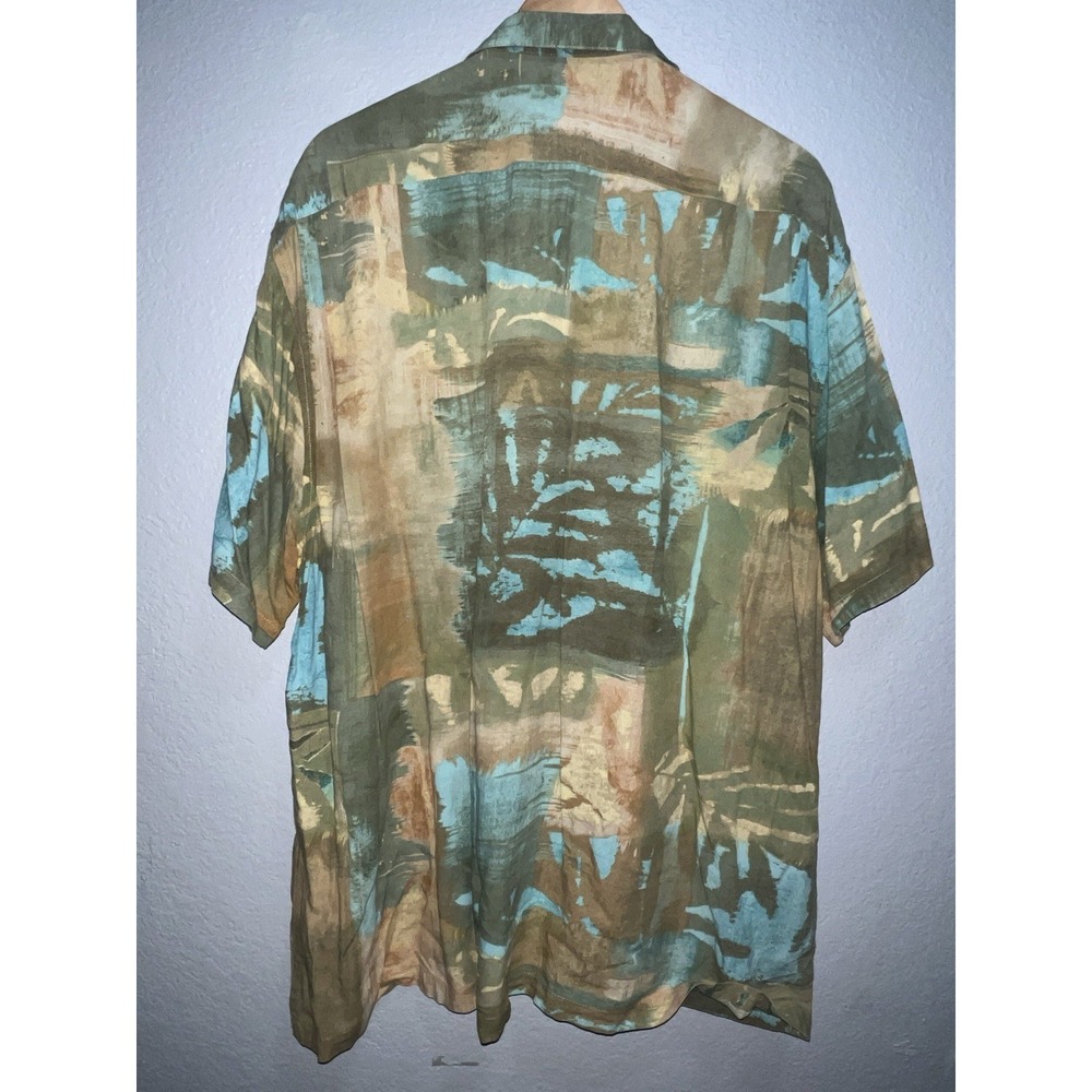 Jams World Button Up Shirt Mens XL Floral Splash Tan Coco Vintage Hawaiian Camp - Picture 6 of 12